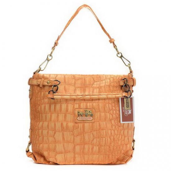 Coach Embossed Logo Medium Orange Shoulder Bags EHW - Click Image to Close